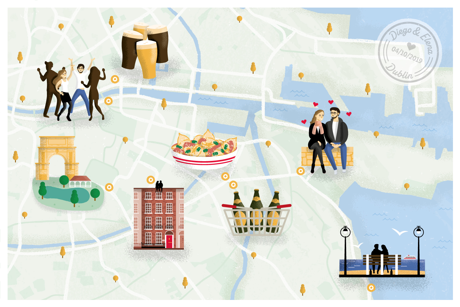 Différents spots à Dublin qui racontent le début d'une belle histoire.