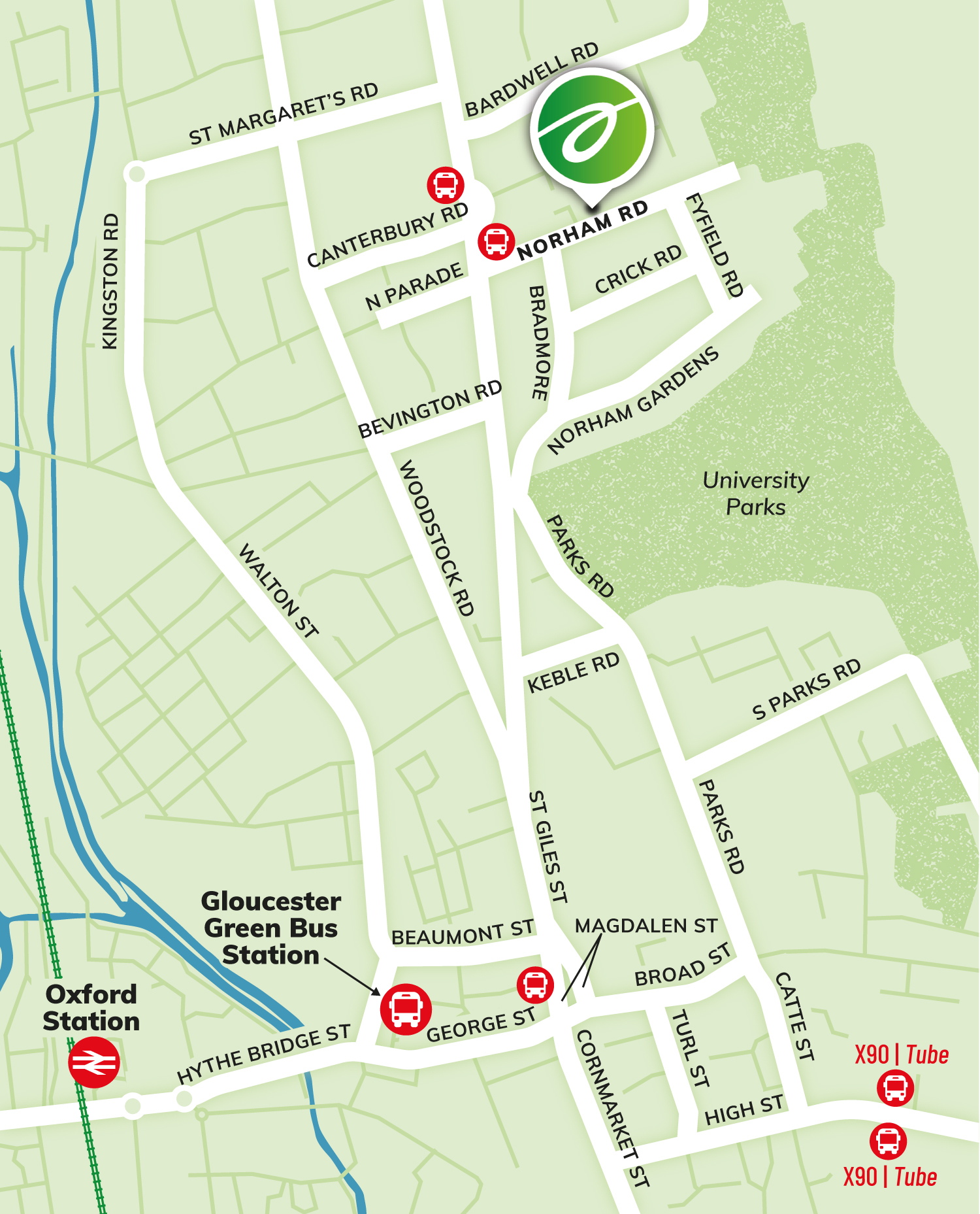 Plan d'Oxford au Royaume-Uni indiquant comment se rendre aux locaux de l'ONG "Initiatives Of Change".