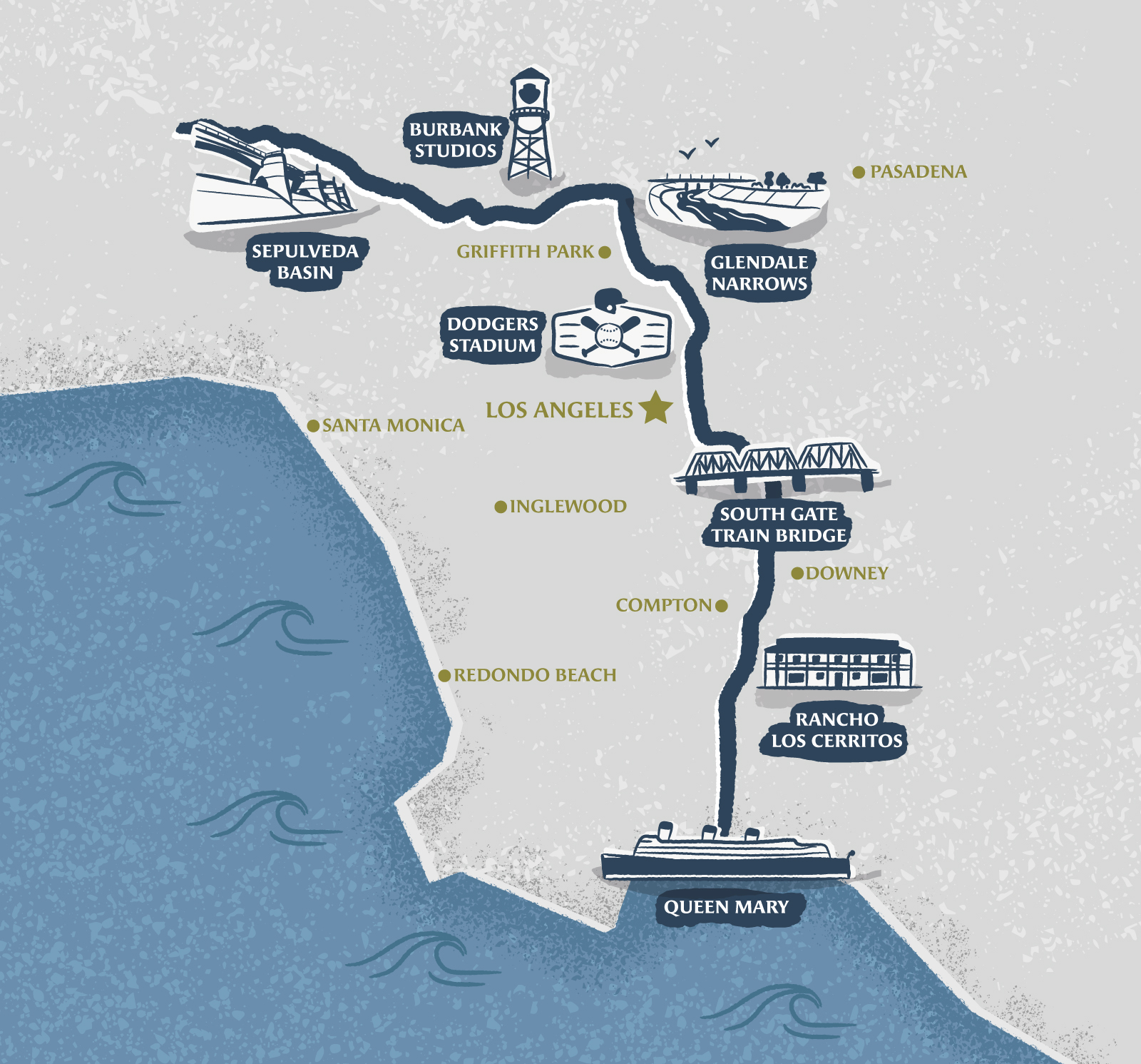 Parcours de la course à Los Angeles, Californie.