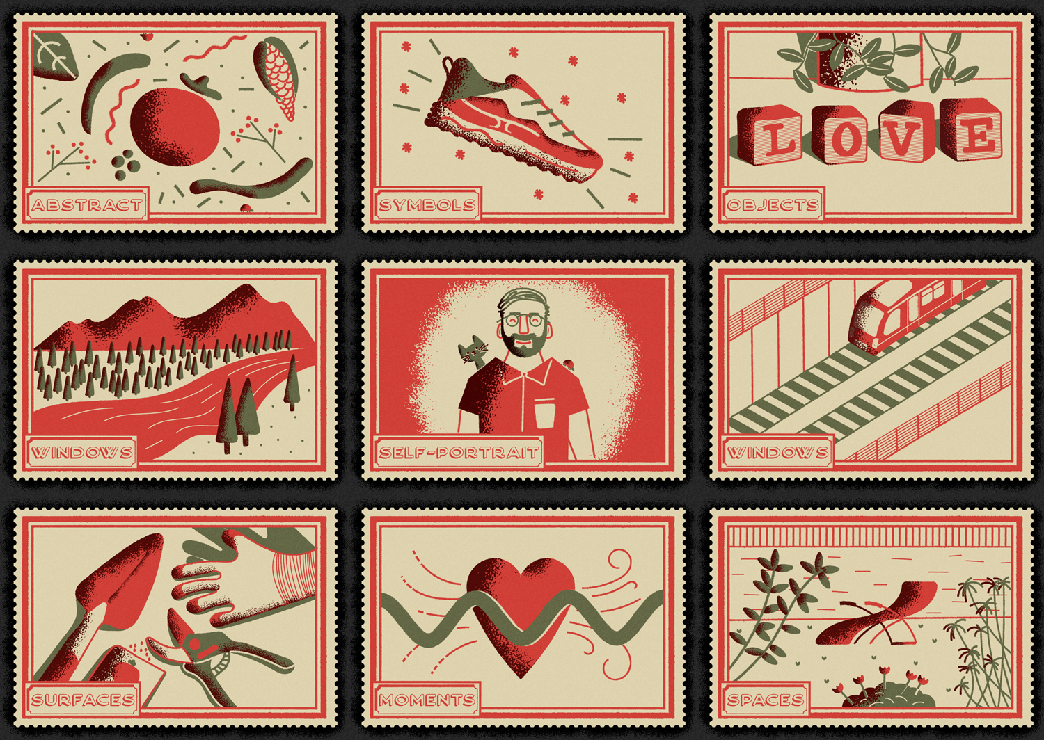 Série de petites illustrations sur mon univers créatif.