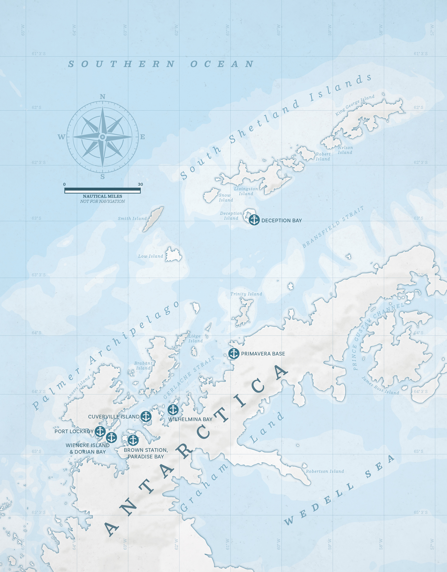 Carte nautique de la péninsule Antarctique