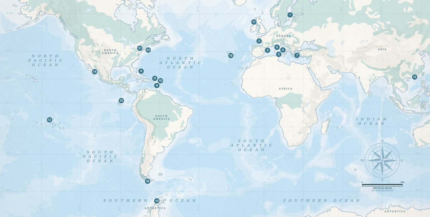 Carte du monde avec les différentes destinations du livre