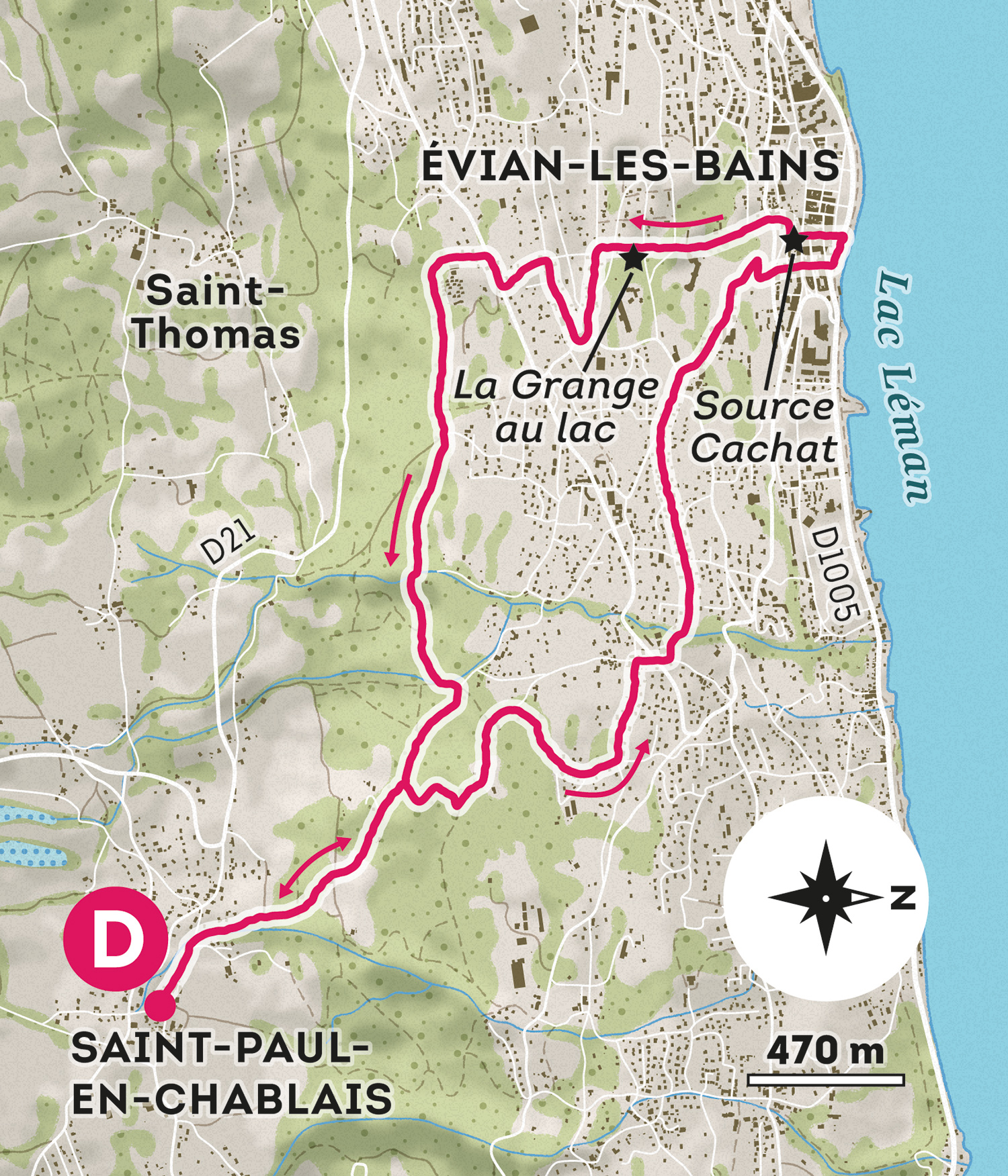 Itinéraire de randonnée autour d'Évian-les-Bains en Haute-Savoie créé par Greg Franco – Le Cartographiste pour la rubrique Chemins Alpins d'Alpes Magazine.