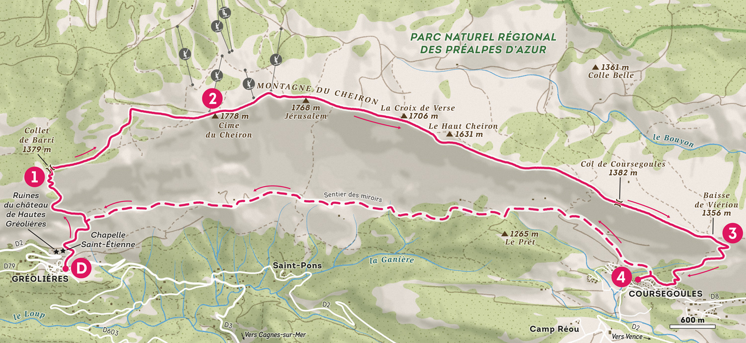 Randonnée dans le Parc Naturel Régional des Préalpes d'Azur créée par Greg Franco – Le Cartographiste pour la rubrique Chemins Alpins d'Alpes Magazine.
